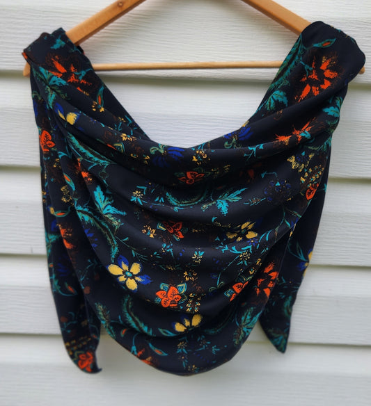 Navy with orange floral