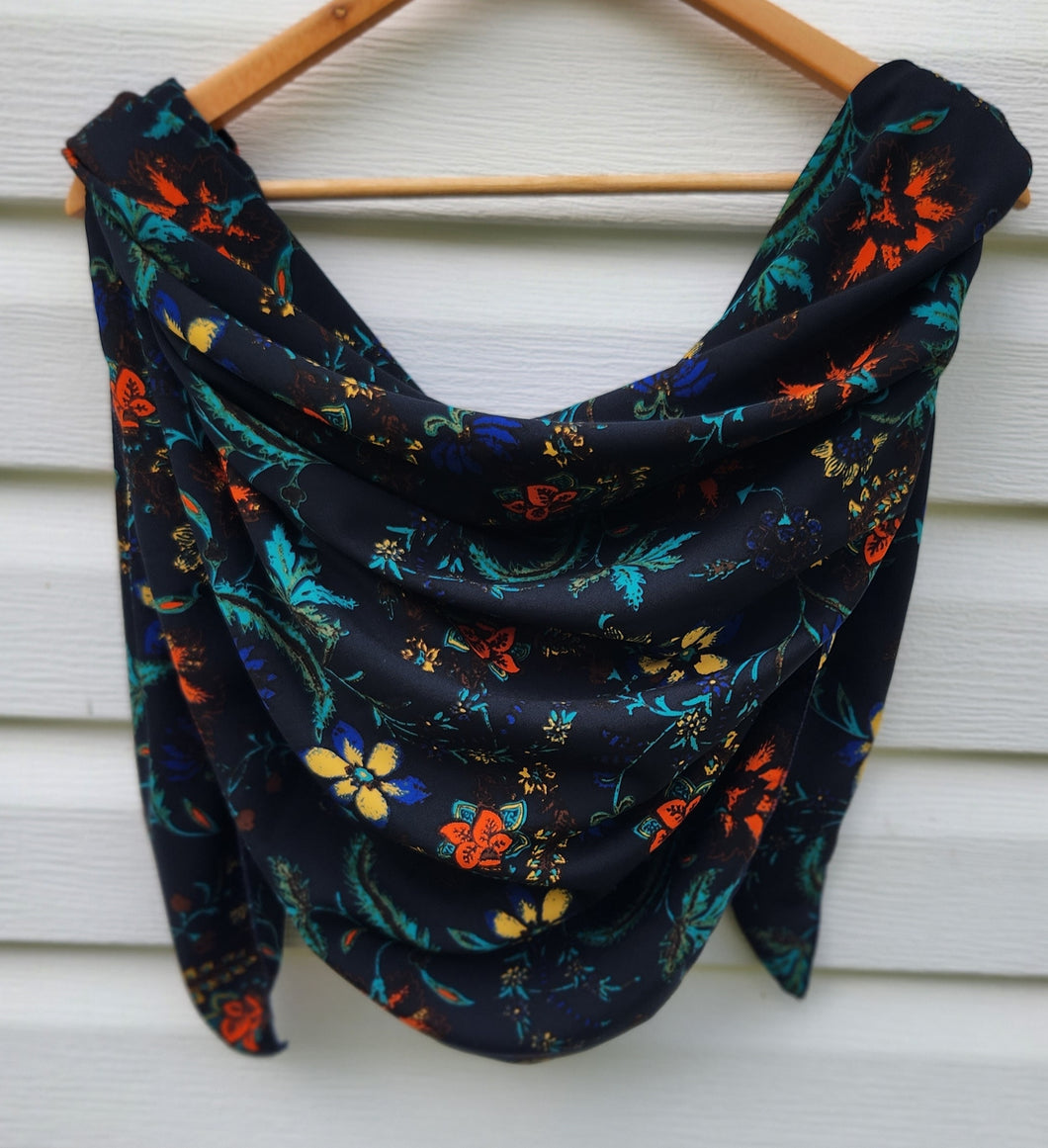 Navy with orange floral