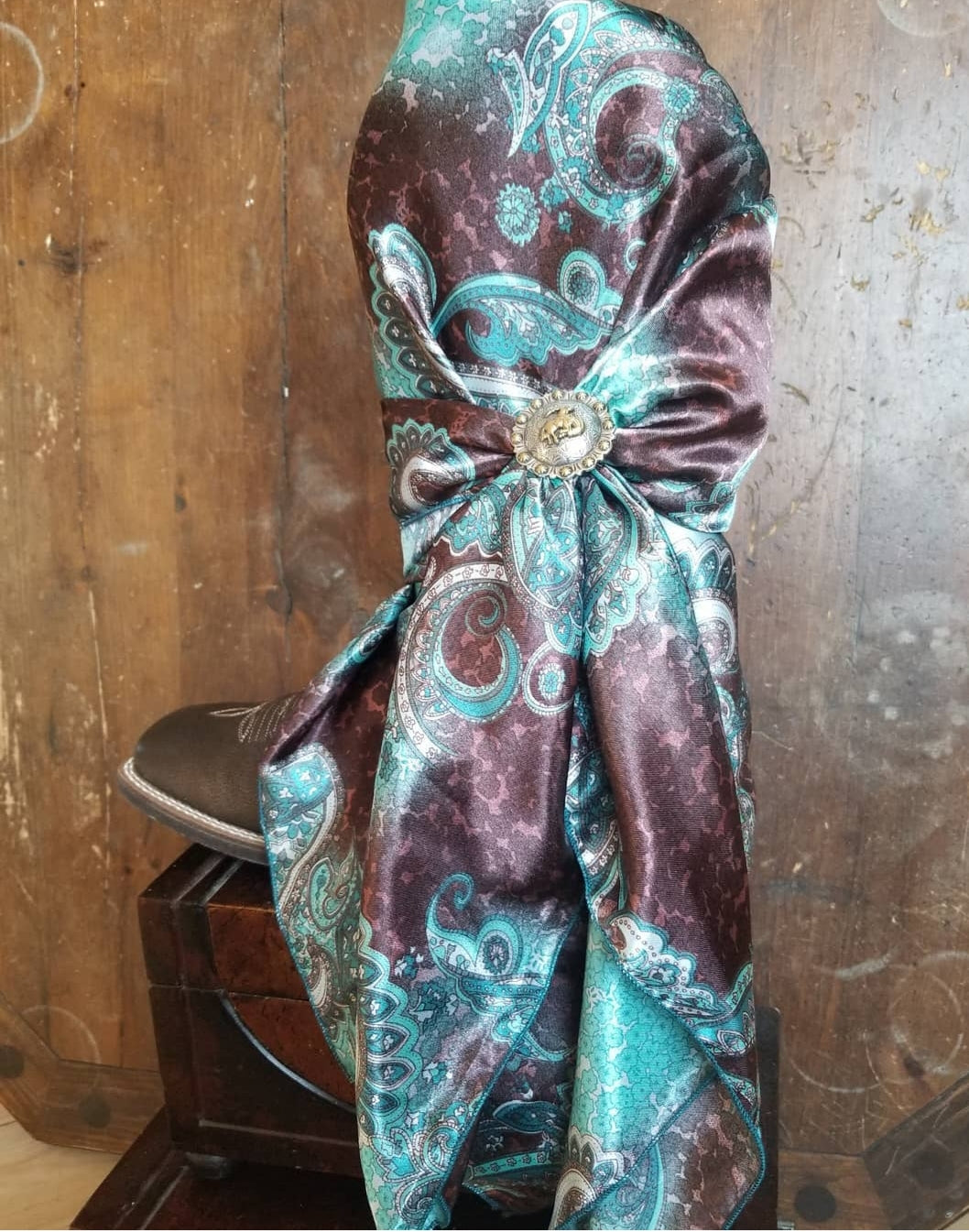 Teal and chocolate paisley